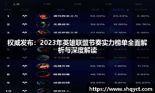权威发布：2023年英雄联盟节奏实力榜单全面解析与深度解读